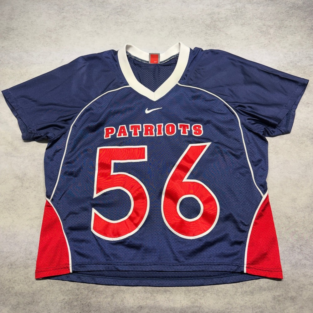 Vintage Nike Team New England Patriots #56 Jersey Short Sleeve XL Blue Y2K 90s